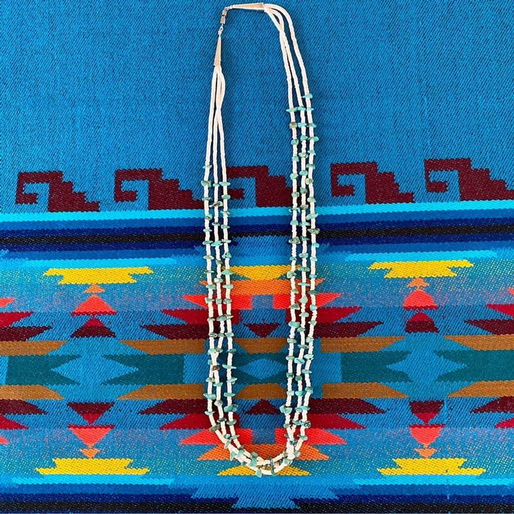 Navajo Native American Turquoise Heishi 3-Strand 29" Necklace